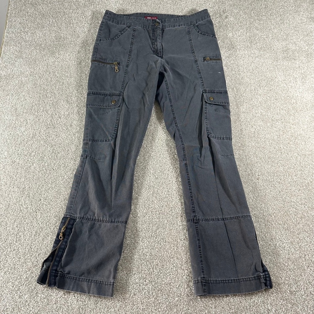 HM LOGG Womens Gray Cargo Pants Size 10 Utility Y2K Zipper Ankle Straight Leg